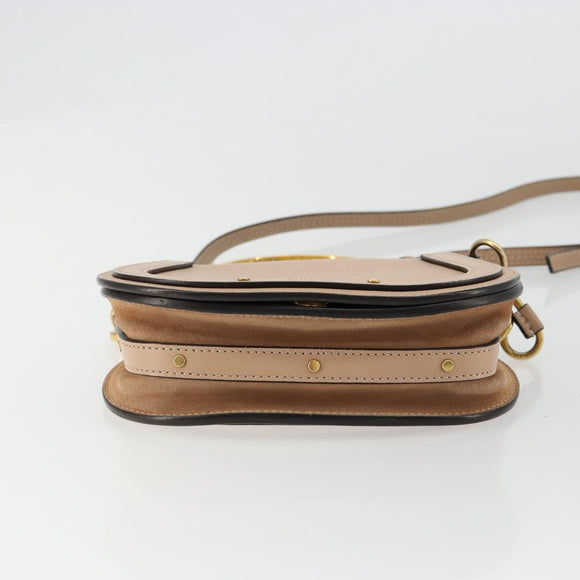 Chloe Nile Hand Bag Leather 2way Beige Gold Auth 179953A
