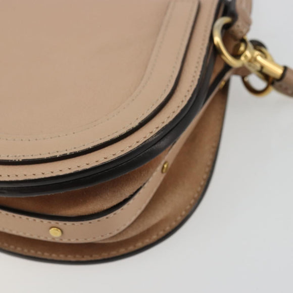 Chloe Nile Hand Bag Leather 2way Beige Gold Auth 179953A