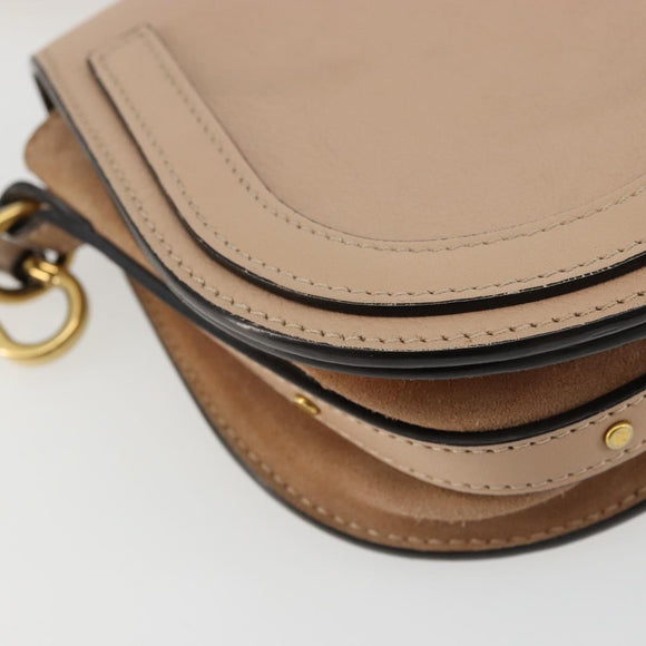 Chloe Nile Hand Bag Leather 2way Beige Gold Auth 179953A