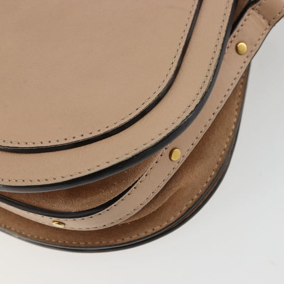 Chloe Nile Hand Bag Leather 2way Beige Gold Auth 179953A