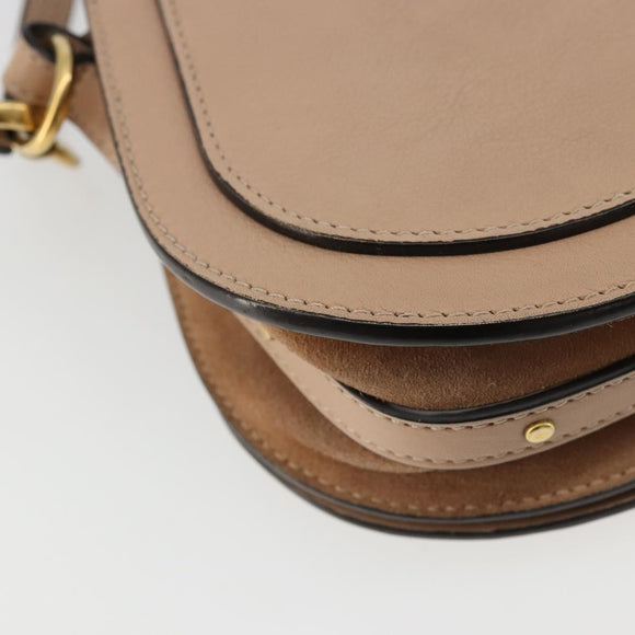 Chloe Nile Hand Bag Leather 2way Beige Gold Auth 179953A