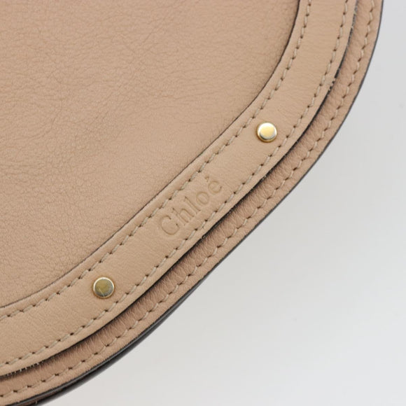 Chloe Nile Hand Bag Leather 2way Beige Gold Auth 179953A