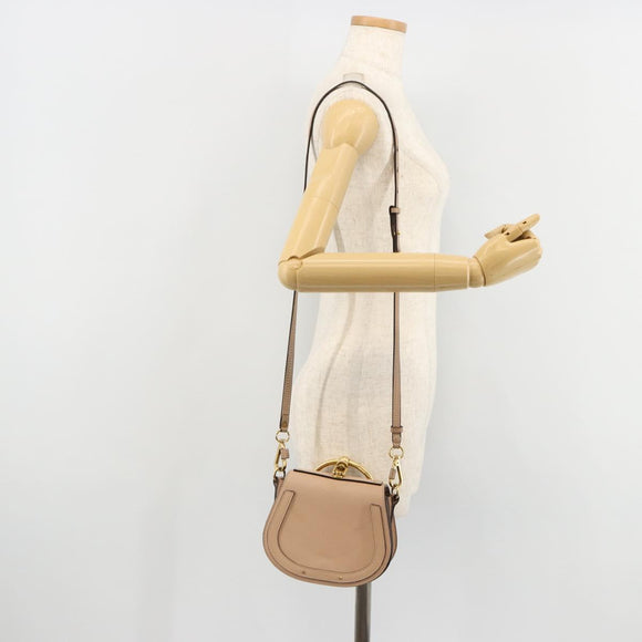 Chloe Nile Hand Bag Leather 2way Beige Gold Auth 179953A