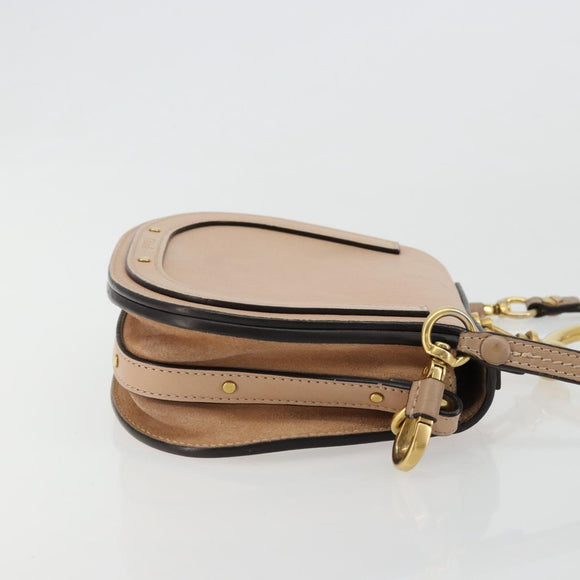 Chloe Nile Hand Bag Leather 2way Beige Gold Auth 179953A