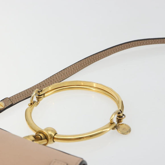 Chloe Nile Hand Bag Leather 2way Beige Gold Auth 179953A