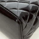 CHANEL Matelasse Reprint Tote Bag Patent leather Dark Brown Gold CC Auth 179958V-15