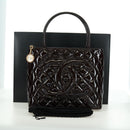 CHANEL Matelasse Reprint Tote Bag Patent leather Dark Brown Gold CC Auth 179958V-12