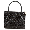 CHANEL Matelasse Reprint Tote Bag Patent leather Dark Brown Gold CC Auth 179958V-2