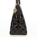CHANEL Matelasse Reprint Tote Bag Patent leather Dark Brown Gold CC Auth 179958V-4