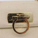 Salvatore Ferragamo Gancini Handtas Leer 2way Wit Goud Auth 179959-10