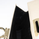Salvatore Ferragamo Gancini Handtas Leer 2way Wit Goud Auth 179959-23