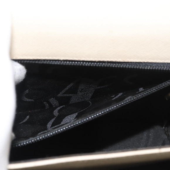 Salvatore Ferragamo Gancini Handtas Leer 2way Wit Goud Auth 179959