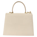 Salvatore Ferragamo Gancini Handtas Leer 2way Wit Goud Auth 179959-2