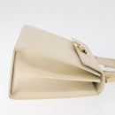 Salvatore Ferragamo Gancini Handtas Leer 2way Wit Goud Auth 179959-3