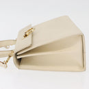 Salvatore Ferragamo Gancini Handtas Leer 2way Wit Goud Auth 179959-4