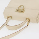 Salvatore Ferragamo Gancini Handtas Leer 2way Wit Goud Auth 179959-6