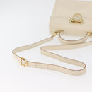 Salvatore Ferragamo Gancini Handtas Leer 2way Wit Goud Auth 179959-8