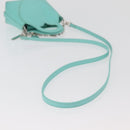 TIFFANY&Co. Return To Charm Bag Leder 2-Wege Türkisblau Silber Auth 179961A-9
