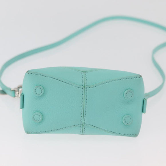 TIFFANY&Co. Return To Charm Bag Leder 2-Wege Türkisblau Silber Auth 179961A