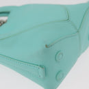 TIFFANY&Co. Return To Charm Bag Leder 2-Wege Türkisblau Silber Auth 179961A-10