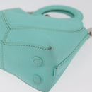 TIFFANY&Co. Return To Charm Bag Leder 2-Wege Türkisblau Silber Auth 179961A-16