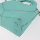 TIFFANY&Co. Return To Charm Bag Leder 2-Wege Türkisblau Silber Auth 179961A-18