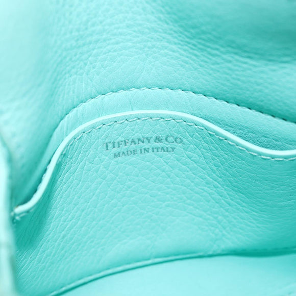 TIFFANY&Co. Return To Charm Bag Leder 2-Wege Türkisblau Silber Auth 179961A