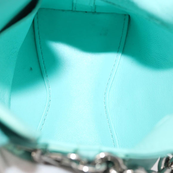 TIFFANY&Co. Return To Charm Bag Leder 2-Wege Türkisblau Silber Auth 179961A