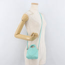 TIFFANY&Co. Return To Charm Bag Leder 2-Wege Türkisblau Silber Auth 179961A-23