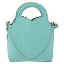 TIFFANY&Co. Return To Charm Bag Leder 2-Wege Türkisblau Silber Auth 179961A-13