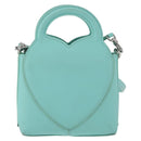 TIFFANY&Co. Return To Charm Bag Leder 2-Wege Türkisblau Silber Auth 179961A-2