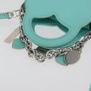 TIFFANY&Co. Return To Charm Bag Leder 2-Wege Türkisblau Silber Auth 179961A-6
