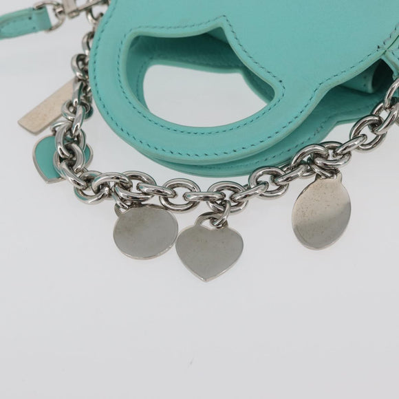 TIFFANY&Co. Return To Charm Bag Leder 2-Wege Türkisblau Silber Auth 179961A