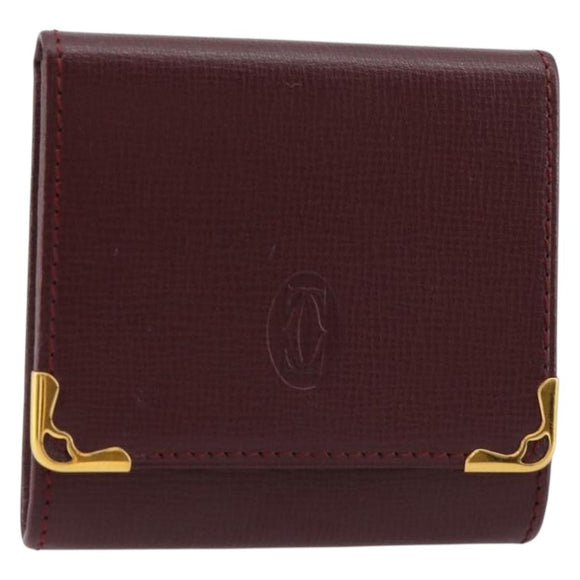 CARTIER Must Line Portemonnee Leer Bordeaux Goud Origineel 179966A
