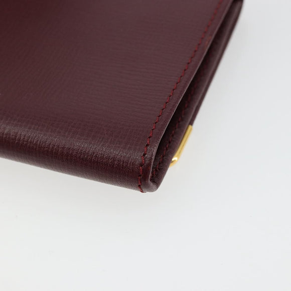 CARTIER Must Line Portemonnee Leer Bordeaux Goud Origineel 179966A