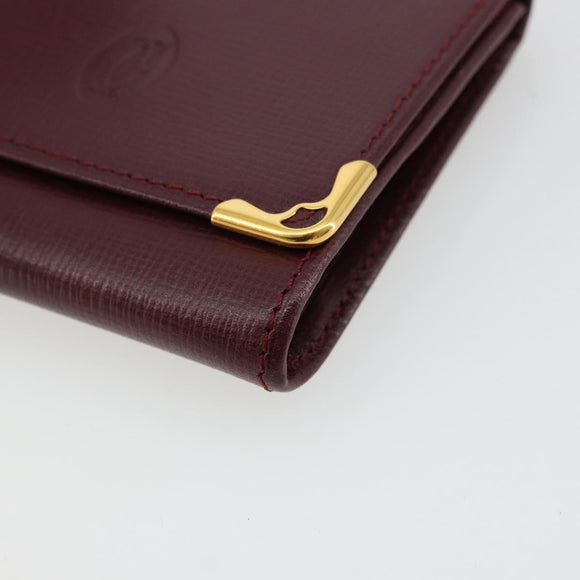 CARTIER Must Line Portemonnee Leer Bordeaux Goud Origineel 179966A
