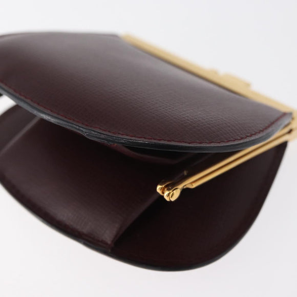 CARTIER Must Line Coin Purse Leather Bordeaux Gold Auth 179967A