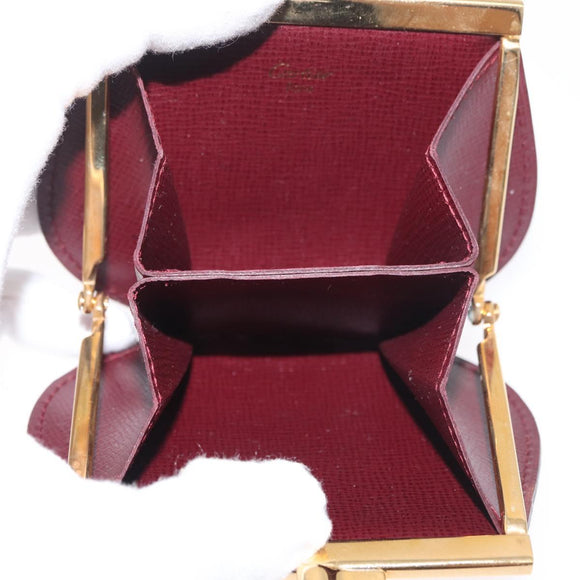 CARTIER Must Line Coin Purse Leather Bordeaux Gold Auth 179967A