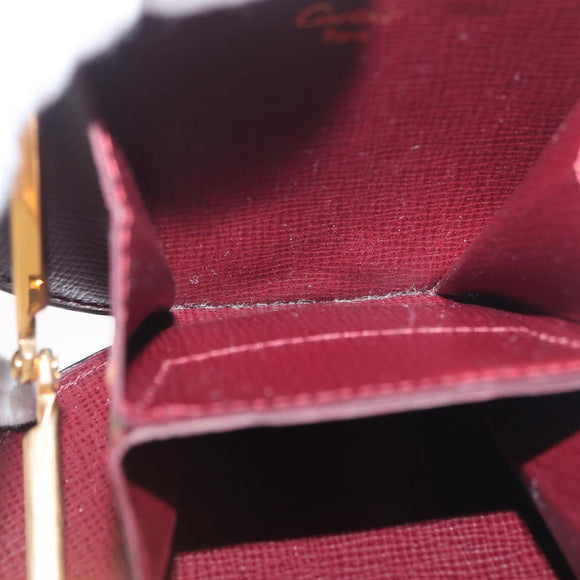 CARTIER Must Line Coin Purse Leather Bordeaux Gold Auth 179967A