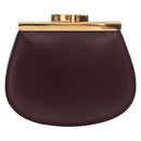 CARTIER Must Line Coin Purse Leather Bordeaux Gold Auth 179967A-2