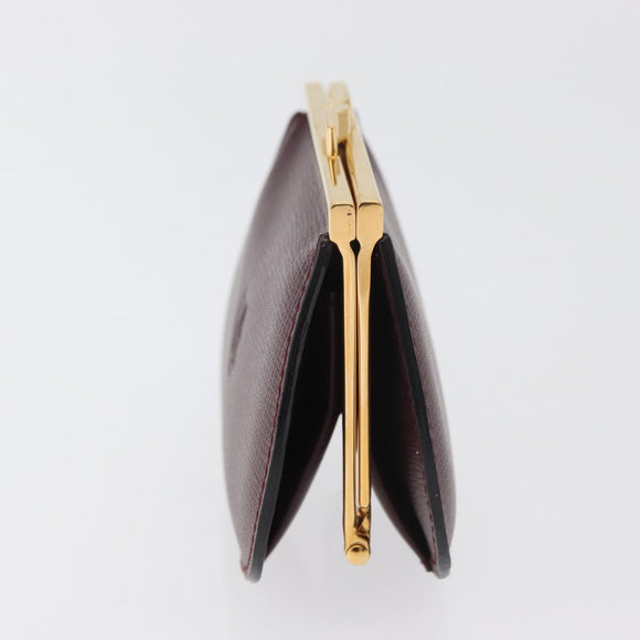 CARTIER Must Line Coin Purse Leather Bordeaux Gold Auth 179967A