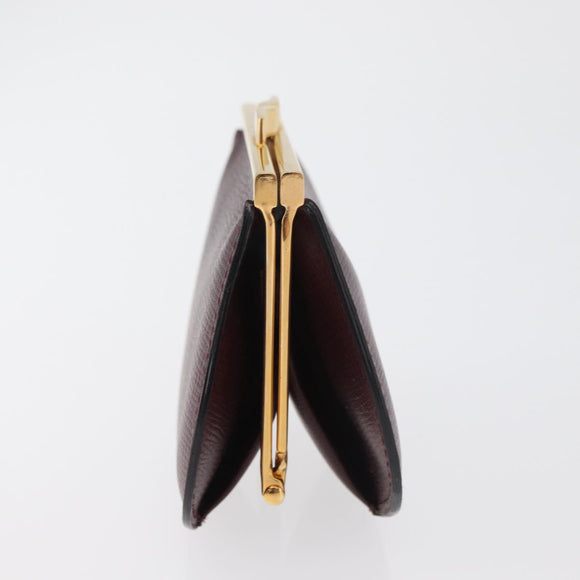 CARTIER Must Line Coin Purse Leather Bordeaux Gold Auth 179967A