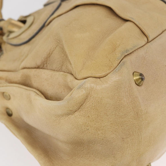 Chloe Hand Bag Leather Beige Gold Auth 179981