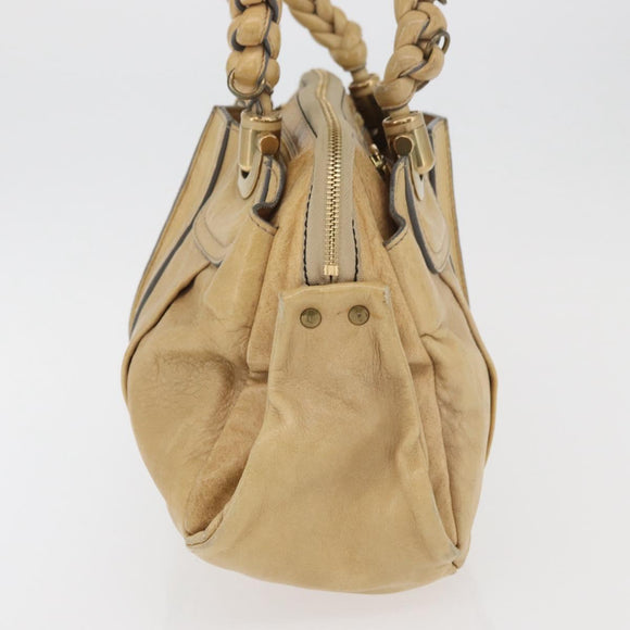 Chloe Hand Bag Leather Beige Gold Auth 179981