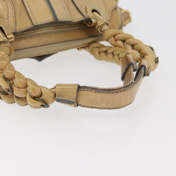 Chloe Hand Bag Leather Beige Gold Auth 179981