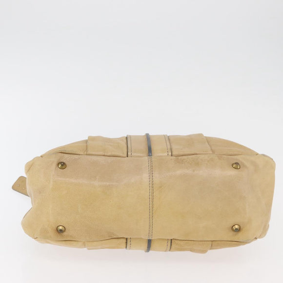 Chloe Hand Bag Leather Beige Gold Auth 179981