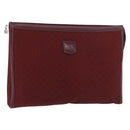 CELINE Macadam Canvas Clutch Bag Red Gold Auth 179982-1