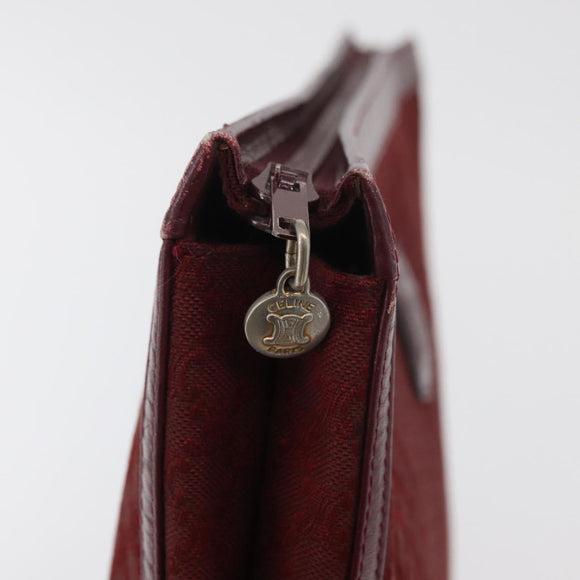 CELINE Macadam Canvas Clutch Bag Red Gold Auth 179982