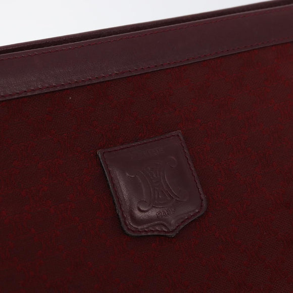 CELINE Macadam Canvas Clutch Bag Red Gold Auth 179982