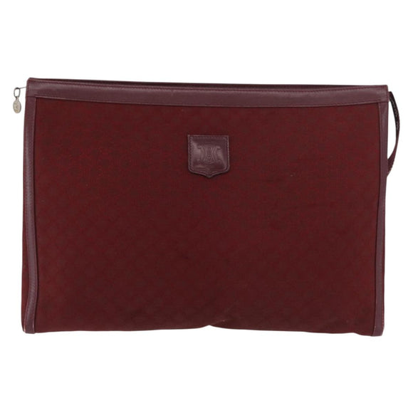 CELINE Macadam Canvas Clutch Bag Red Gold Auth 179982